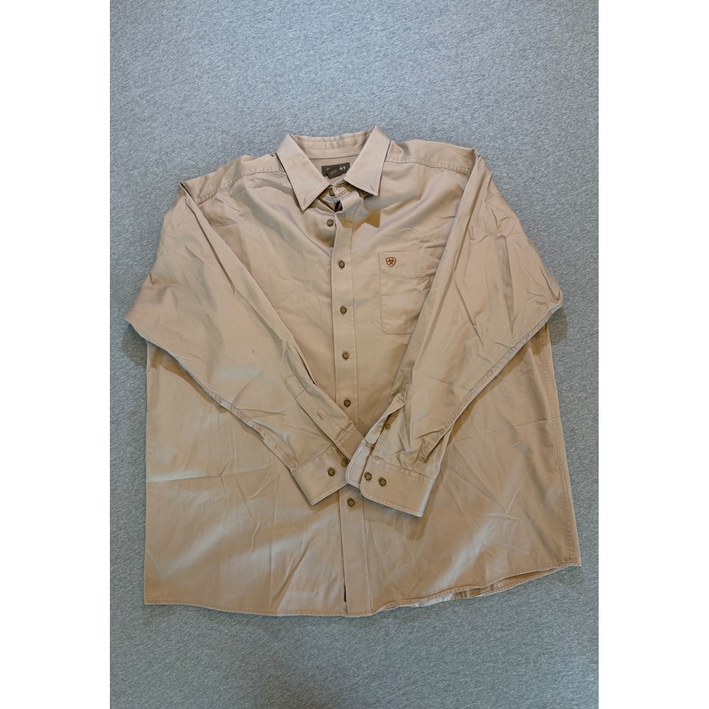 Ariat Mens Solid Twill Classic LS Shirt Tan XXL 10000505 Long Sleeve Button Down